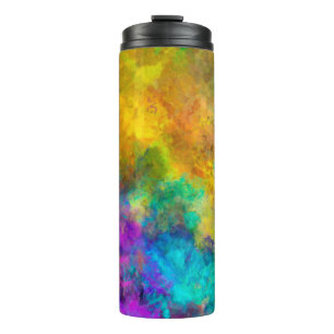 kunst abstrakt lebendig regenbogen bemalt hintergr thermosbecher
