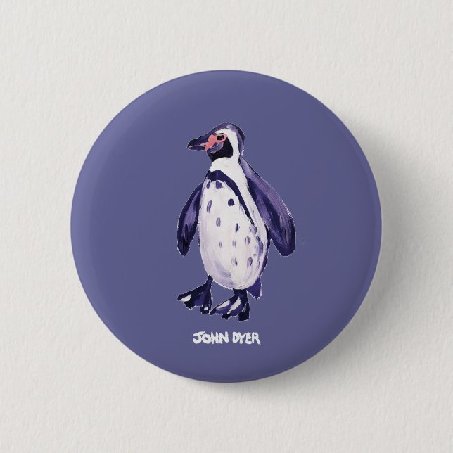 Kunst-Abzeichen-Knopf: John-Farbstofflila Penguin Button (Vorderseite)