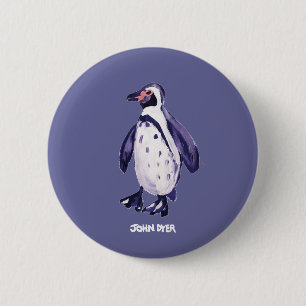 Kunst-Abzeichen-Knopf: John-Farbstofflila Penguin Button