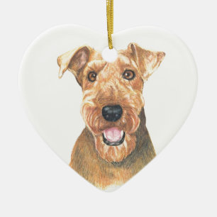 Kunst Airedales Terrier Keramik Ornament