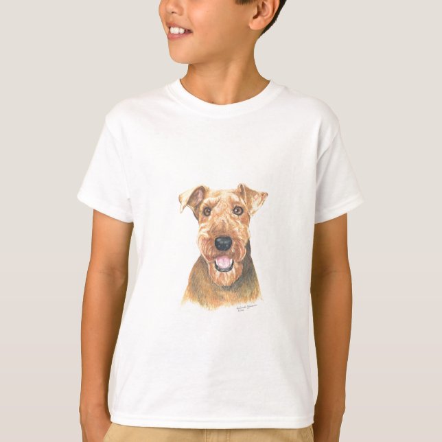 Kunst Airedales Terrier T-Shirt (Vorderseite)
