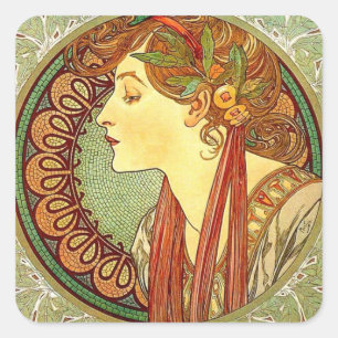 Kunst Alphonse Mucha Nouveau Aufkleber