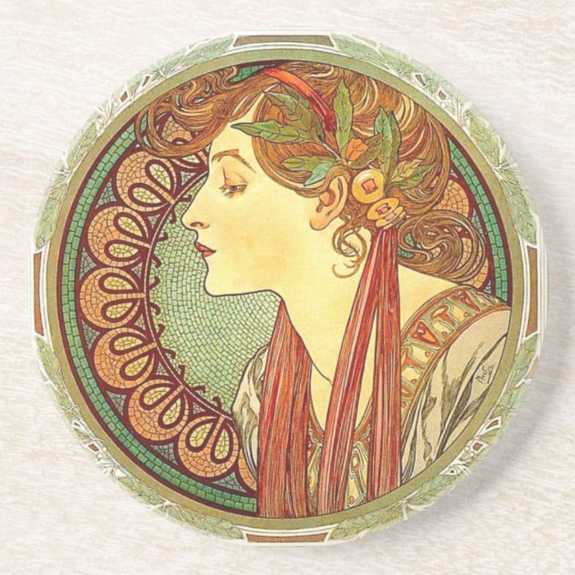 Kunst Alphonse Mucha Nouveau Untersetzer (Vorne)