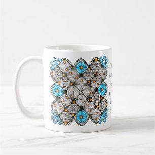 Kunst als Individualismus mit blauem und orangefar Kaffeetasse