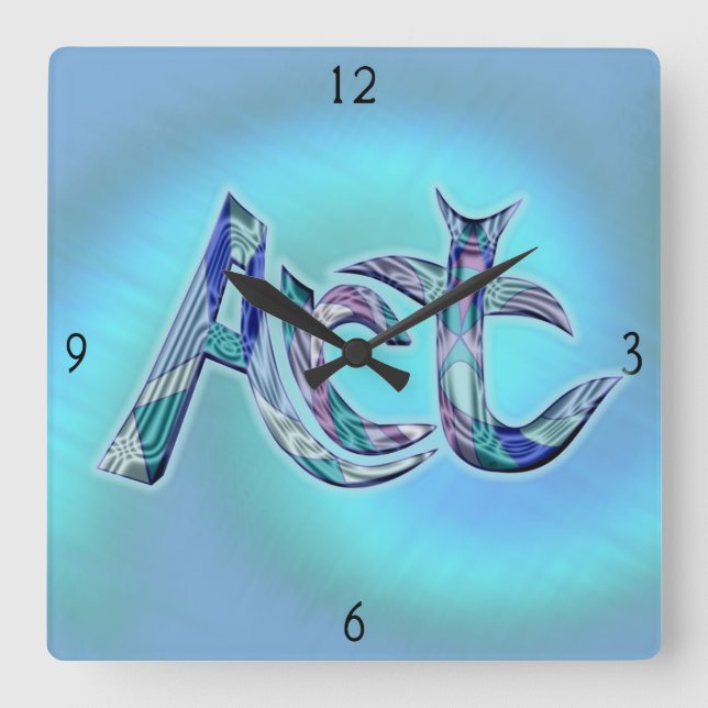 Kunst am Weltplatz Quadratische Wanduhr (Vorderseite)