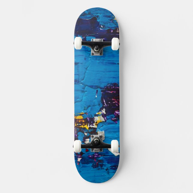 Kunst Blau Cool Skateboard (Vorderseite)
