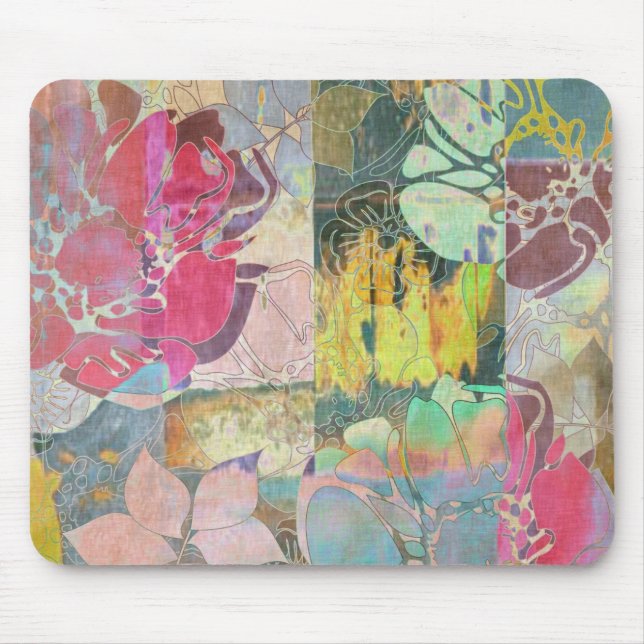 Kunst-Blumen-Grunge-Muster Mousepad (Vorne)