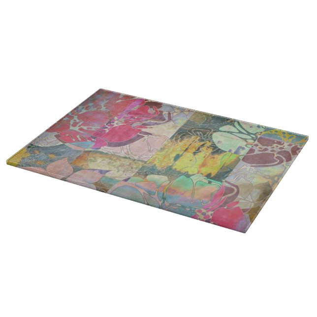Kunst-Blumen-Grunge-Muster Schneidebrett (Ecke)