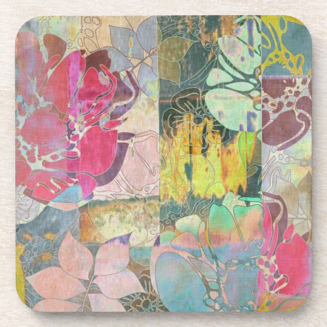 Kunst-Blumen-Grunge-Muster Untersetzer (Vorderseite)