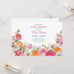Kunst Blumen Rosen Babyparty Einladung
