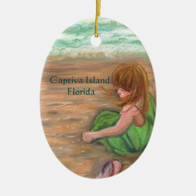 Kunst Captiva Insel-Prinzessin-Florida Keramik Ornament (Vorne)