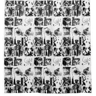 KUNST-COLLAGENschwarzes u. -WEISS + Ihre Ideen Duschvorhang