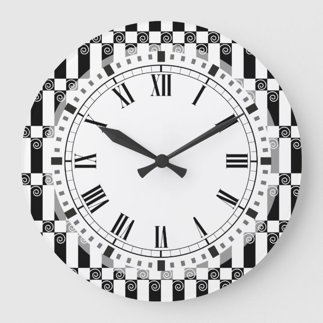 Kunst-Deko abstrakt/WienSecession geometrisch Große Wanduhr (Vorderseite)