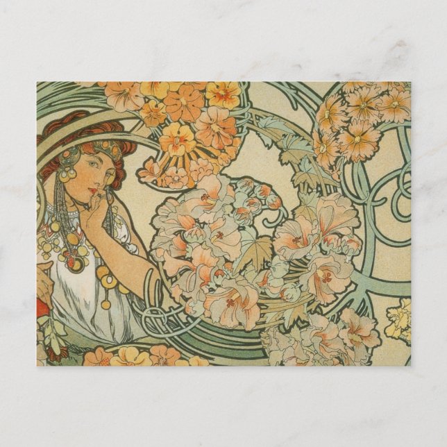 Kunst-Deko Alphonse Mucha Postkarte (Vorderseite)
