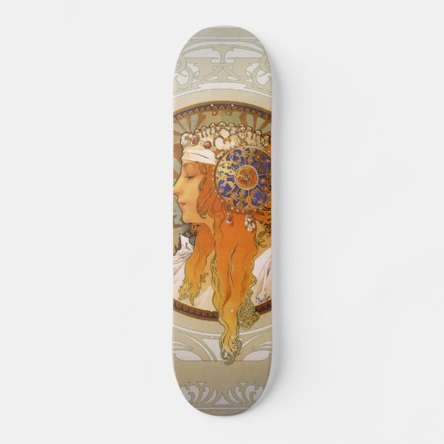 Kunst-Deko Alphonse Mucha Skateboard (Vorderseite)