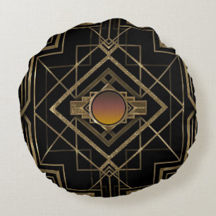 Kunst-Deko-Antiken-Gold Rundes Kissen