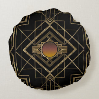 Kunst-Deko-Antiken-Gold Rundes Kissen