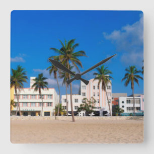 Kunst-Deko-Bezirk des Südstrandes Miami Quadratische Wanduhr