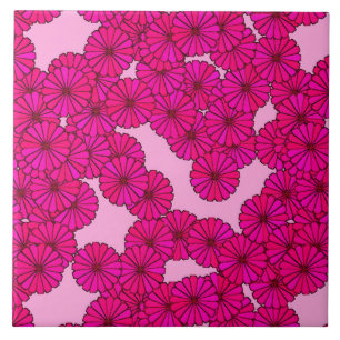 Kunst-Deko-Blumenmuster - Magenta auf Rosa Fliese
