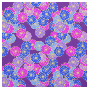 Kunst-Deko-Blumenmuster - violett, blau und lila Stoff