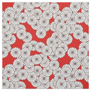 Kunst-Deko-Blumenmuster - Weiß auf Rot Stoff