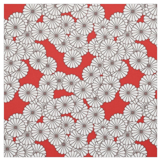 Kunst-Deko-Blumenmuster - Weiß auf Rot Stoff (Muster)