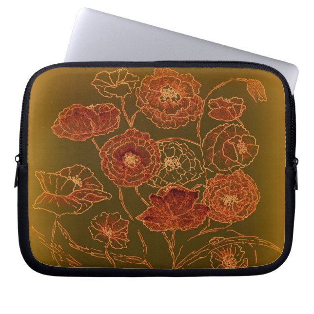Kunst-Deko-Bronze-Mohnblumen Laptopschutzhülle (Vorderseite)