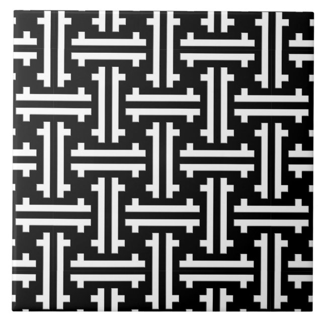 Kunst-Deko-chinesisches Gitterwerk, Schwarzweiss Fliese (Vorderseite)