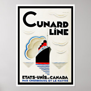 Kunst-Deko Cunard Linie Poster