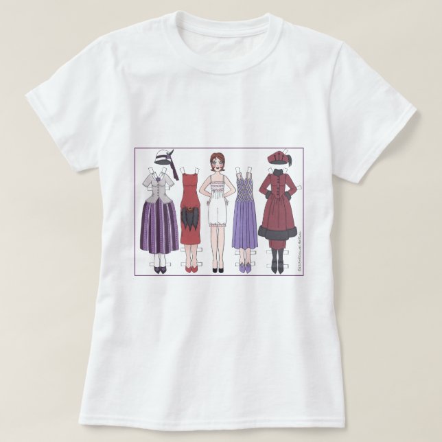 Kunst-Deko-Dame des Zwanzigerjahre Papierpuppen-T T-Shirt (Design vorne)