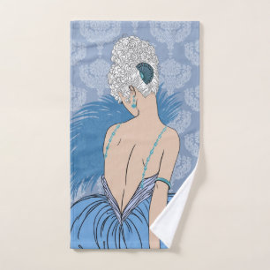 Kunst-Deko-Dame mit Damast - BIANCA: Blauer Montag Handtuch