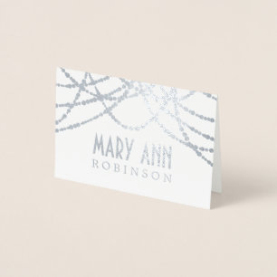 Kunst-Deko, der Platzkarte-silberne Schnur-Lichter Folienkarte