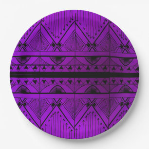 Kunst-Deko-Effekt-Entwurfs-Lavendel-lila schwarze Pappteller