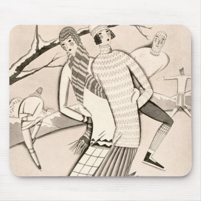 Kunst-Deko-Eis-Skater-Winter-Schnee Vintag Mousepad (Vorne)