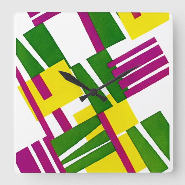 Kunst-Deko-Entwurf #8 bei Emporio Moffa Quadratische Wanduhr (Vorderseite)