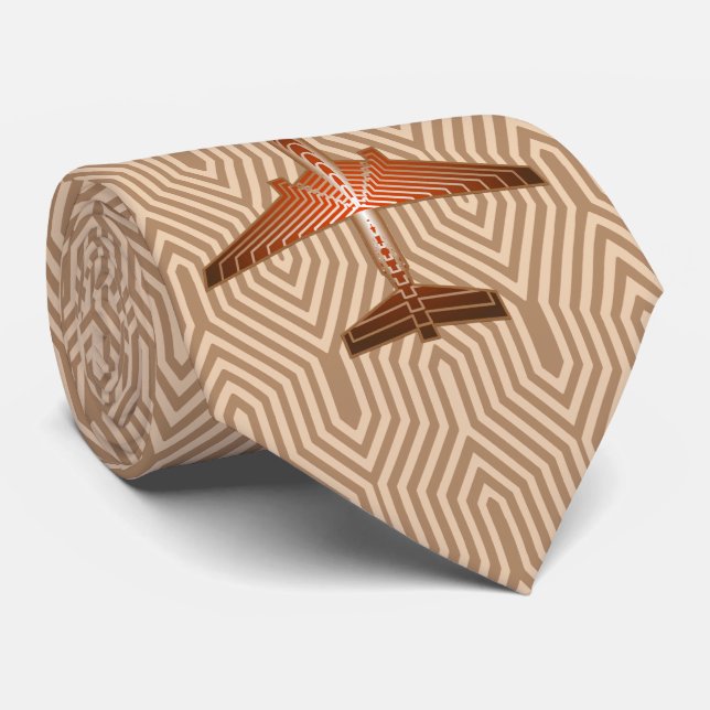 Kunst-Deko-Flugzeug, Bronze, Gold und Rost Brown Krawatte (Gerollt)