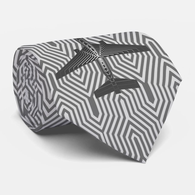 Kunst-Deko-Flugzeug, Graphit und silbernes Grau Krawatte (Gerollt)