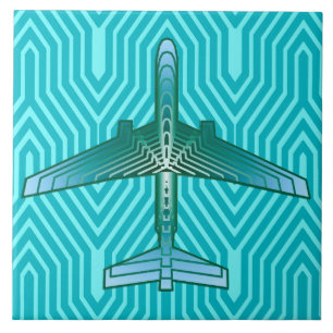 Kunst-Deko-Flugzeug, Türkis, aquamarines und Aqua Fliese