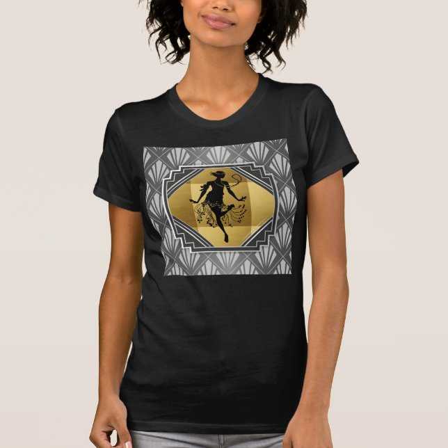 Kunst-Deko Gatsby Zwanzigerjahre Entwurf T-Shirt (Vorderseite)