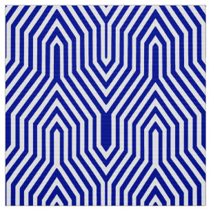 Kunst-Deko geometrisch - Kobaltblau und -WEISS Stoff