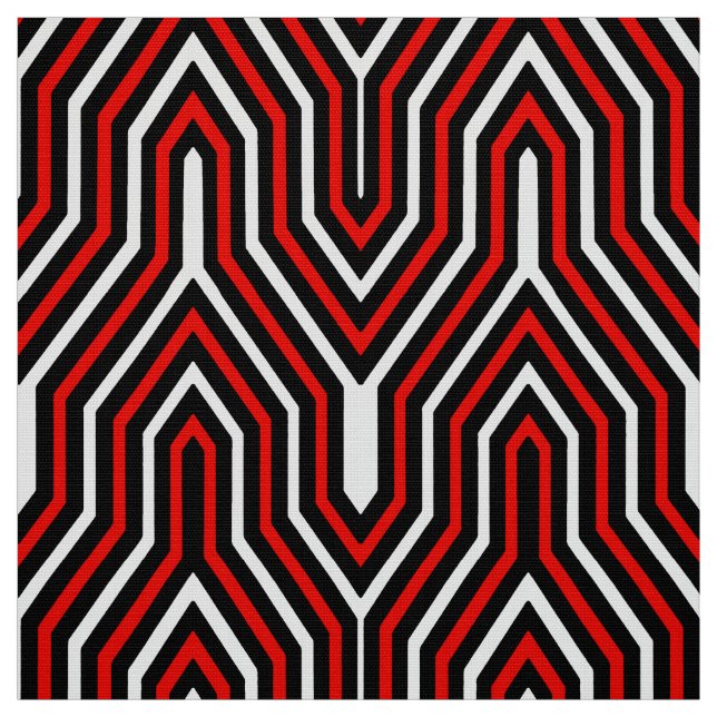 Kunst-Deko geometrisch - Rot, Schwarzweiss Stoff (Muster)