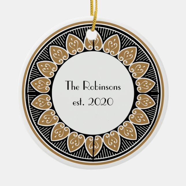Kunst-Deko-GoldPosh Hochzeit Keramik Ornament (Vorne)
