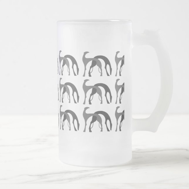 Kunst-Deko-Jagdhund-mattierte Bier-Tasse Mattglas Bierglas (Rechts)