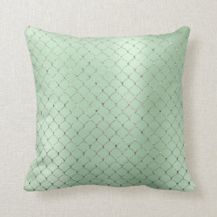 Kunst-Deko-Minzen-grünes Gold stuft Meerjungfrau Kissen