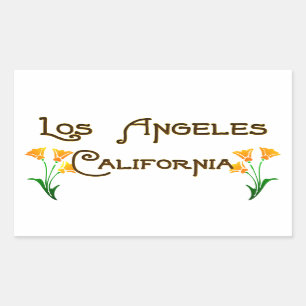 Kunst-Deko-Mohnblumen-Logo Los Angeles Kalifornien Rechteckiger Aufkleber