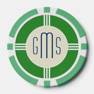 Kunst-Deko-Monogramm-Initialen-personalisierter Pokerchips