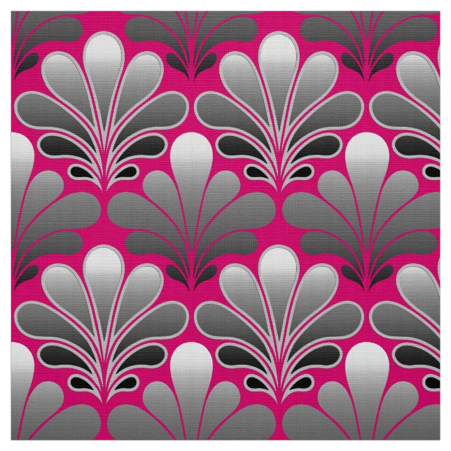 Kunst-Deko-Muschel-Muster, Grau und Fuchsien-Rosa Stoff (Muster)