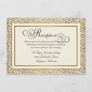 Kunst-Deko Nouveau Imitat-Goldblumendamast-Spitze Begleitkarte