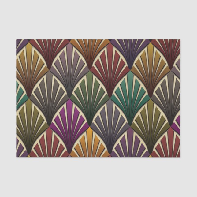 Kunst-Deko, nouveau, Jägergrün, Marineblau, Gelb, Seidenpapier (Vorderseite)