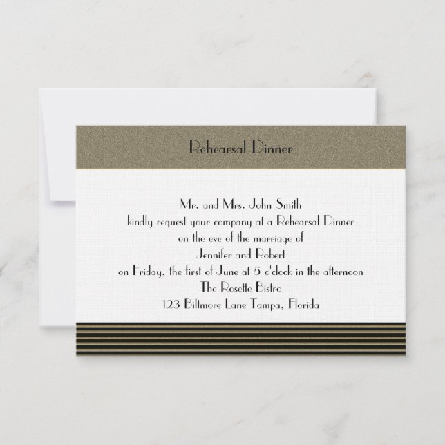 Kunst-Deko-Posh Hochzeits-Probe Einladung (Vorderseite)